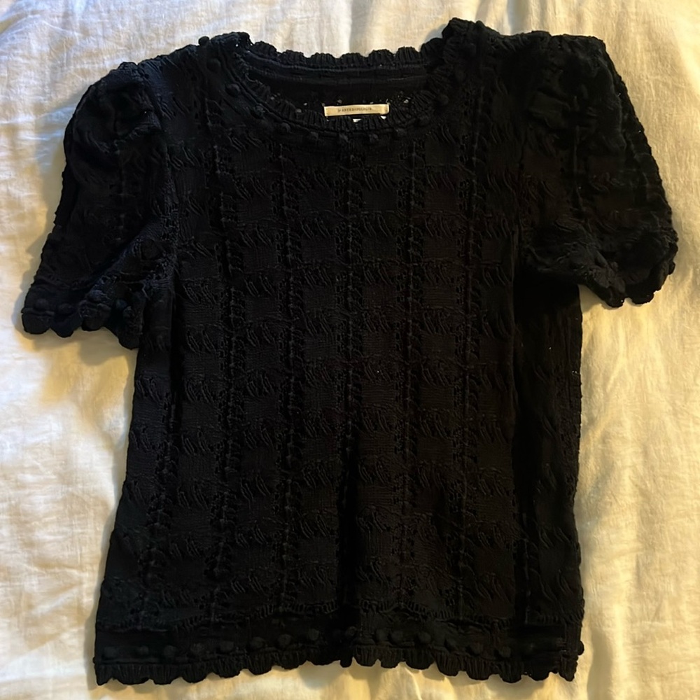 Black knit short sleeve sweater size medium